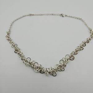 Avon Silver Tone Linked Rings Collar Chain Necklace Chainmail Artsy Rennissance